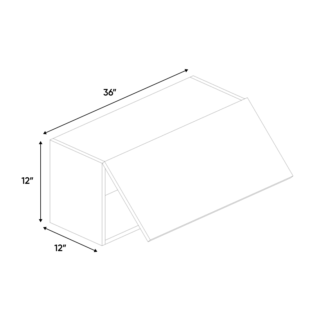 RTA - Blanco Gloss - Wall Upper Cabinet - 36"W x 12"H x 12"D - Frameless Cabinet