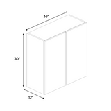 RTA - Blanco Gloss - Wall Cabinet - 36"W x 30"H x 12"D - Frameless Cabinet