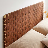 Sparta Weave Wall-Mount Queen Vegan Leather Headboard