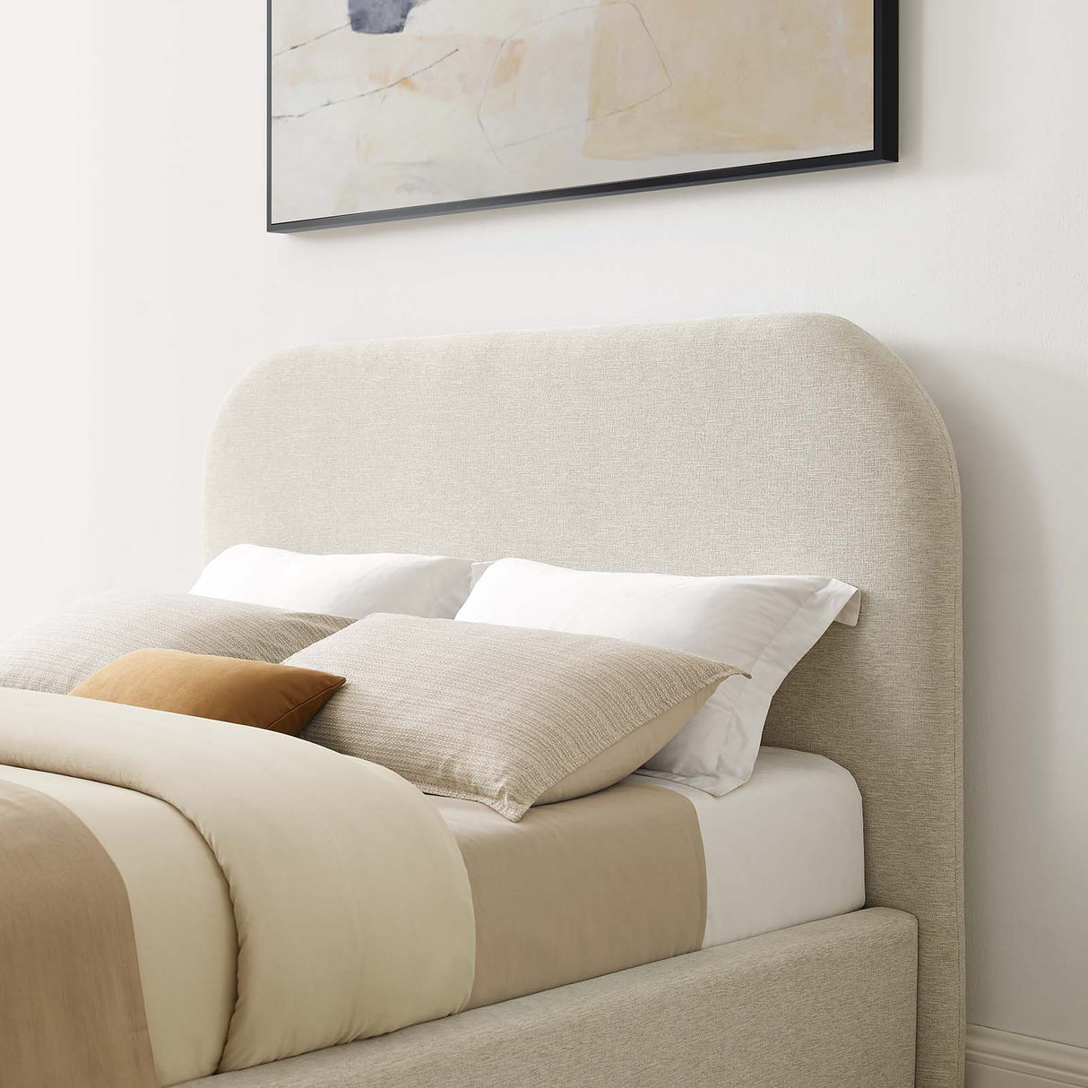Keynote Upholstered Fabric Curved Full Platform Bed
