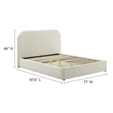 Keynote Performance Velvet Curved Queen Platform Bed