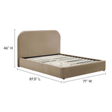 Keynote Performance Velvet Curved Queen Platform Bed