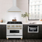 ZLINE 36 in. Autograph Edition Convertible Stainless Steel Range Hood with Stainless Steel Shell and Champagne Bronze Accents (KB4STZ-36-CB)