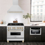 ZLINE Autograph Edition 36" Stainless Steel Range Hood with Stainless Steel Shell and Polished Gold Handle (8654STZ-36-G)