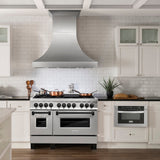 ZLINE Autograph Edition 48 in. 6.0 cu. ft. Legacy Dual Fuel Range with 7 Burner Gas Cooktop and 2 Electric Ovens in Stainless Steel and Matte Black Accents (RAZ-48-MB)
