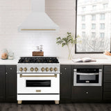 ZLINE Autograph Edition 36" Fingerprint Resistant Stainless Steel Range Hood with Champagne Bronze Handle (8654SNZ-36-CB)