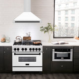 ZLINE 36 in.Autograph Edition Convertible Stainless Steel Range Hood with White Matte Shell and Matte Black Accents (KB4STZ-WM36-MB)
