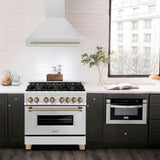 ZLINE Autograph Edition 36" Stainless Steel Range Hood with Stainless Steel Shell and Champagne Bronze Handle (8654STZ-36-CB)