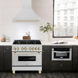 ZLINE Autograph Edition 36" Fingerprint Resistant Stainless Steel Range Hood with Polished Gold Handle (8654SNZ-36-G)