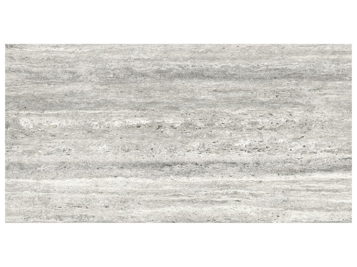 24 x 48 in Majesto Travertino Titanium Grained Rectified Colorsync Porcelain Tile
