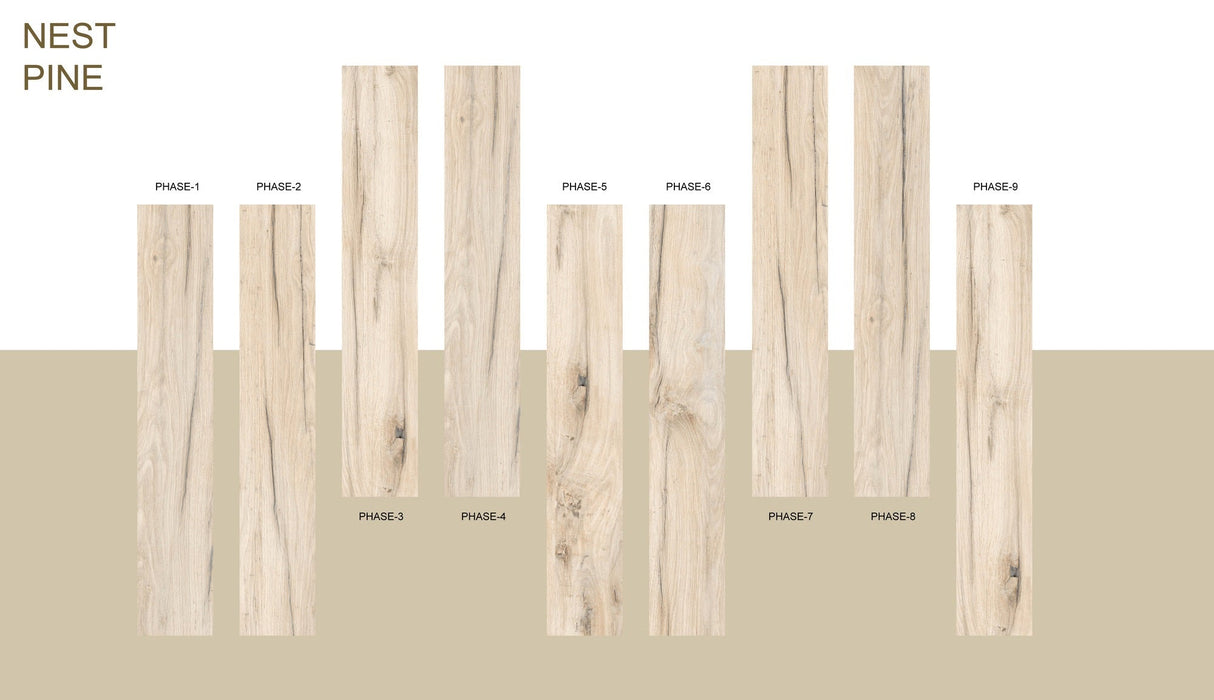 NEST PINE 8 in. x 48 in. x 8.5 mm MATT Marble Look Tile - Porcelain Floor and Wall Tile (12.92 Sqft/Box)