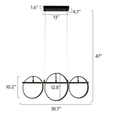 Lucca Circular 3-Light Adjustable Direction Led Pendant Light - Matte Black