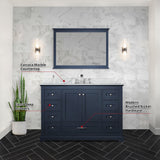 Dukes 48 in. Freestanding Bathroom Vanity with White Carrara Marble Top, White Square Sink
