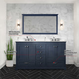 Dukes 60 in. Freestanding Bathroom Vanity with White Quartz Top, White Square Sink