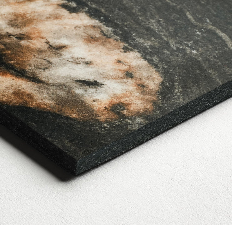 48 x 110 in Majesto Oro Noir Bookmatch Cut Polished Rectified Colorsync Sintered Slab 6 mm surface