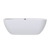 Flora 59 in. Classic Series Acrylic Freestanding Soaking Bathtub in Glossy White with Chrome-Plated Drain Cover & Pop Up-Overflow Hole