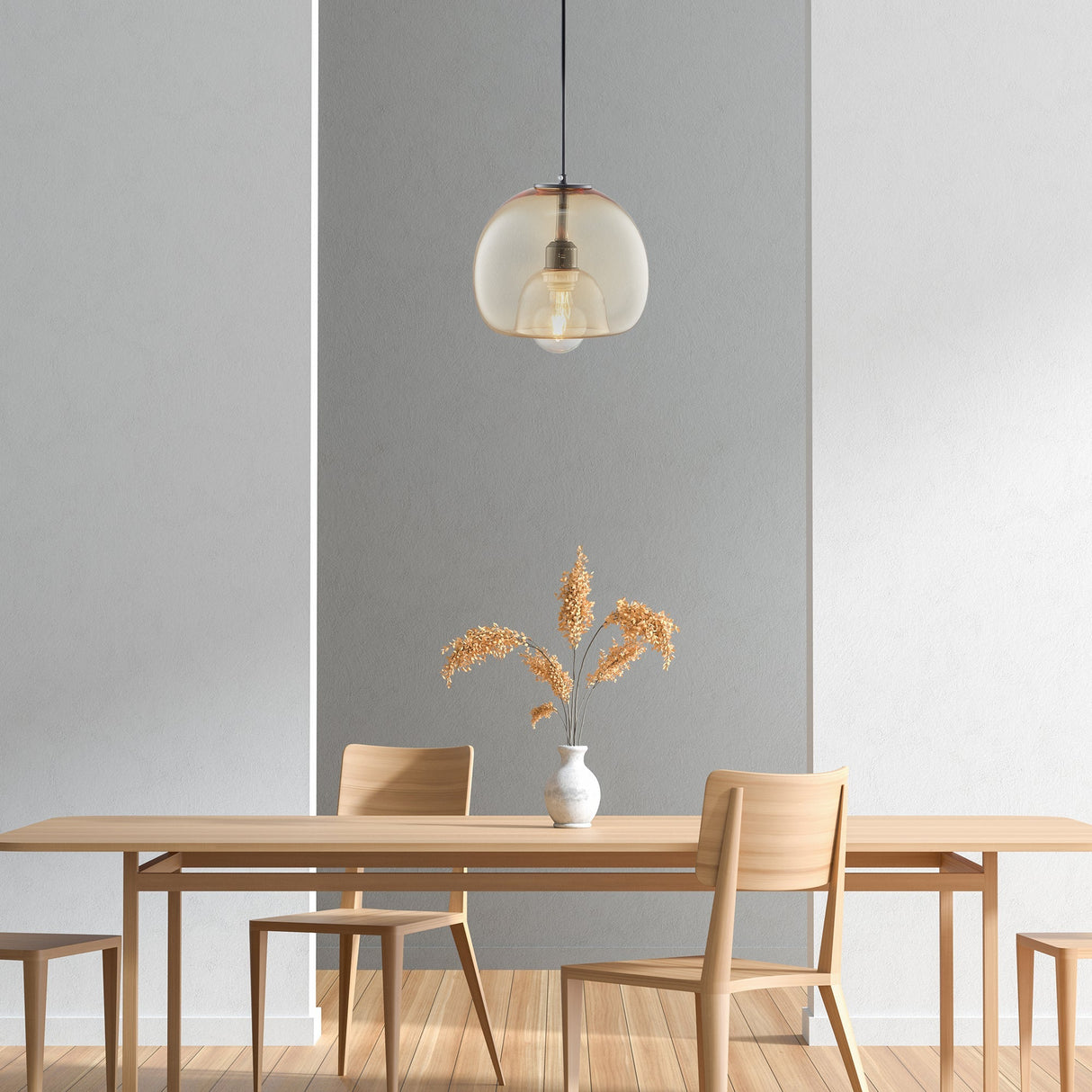 Karina Globe Glass Indoor & Outdoor Pendant Light – Amber