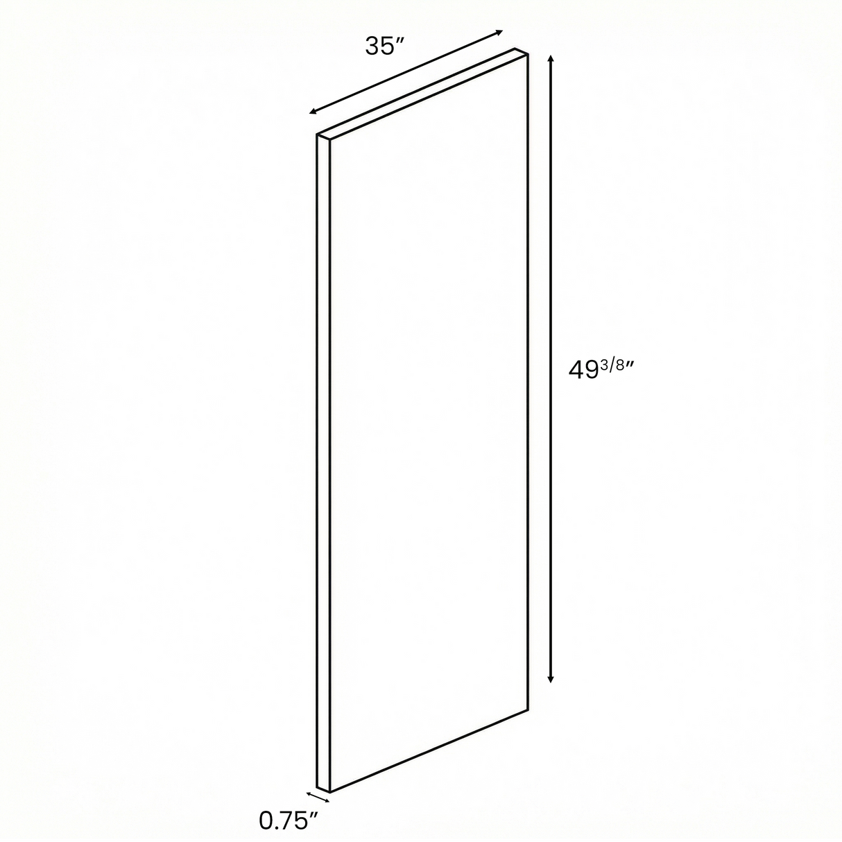 Carbon Frozen Wood Textured - Finished End Panel - 49.37 Inch Height x 35 Inch Width x 0.75 Inch Depth - M03-PNL3548