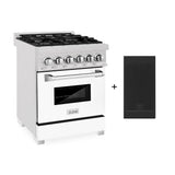ZLINE 24 in. 2.8 cu. ft. Legacy Dual Fuel Range with 4 Burner Gas Cooktop and Electric Convection Oven in Satin Stainless Steel with White Matte Door and Griddle (RAS-WM-GR-24)