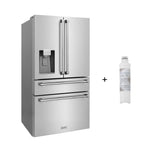 ZLINE 36 in. 21.6 cu. ft. Counter-Depth French Door Refrigerator with Water and Ice Dispenser with Extra Water Filter in Fingerprint-Resistant Stainless Steel (RFM-W-WF-36)