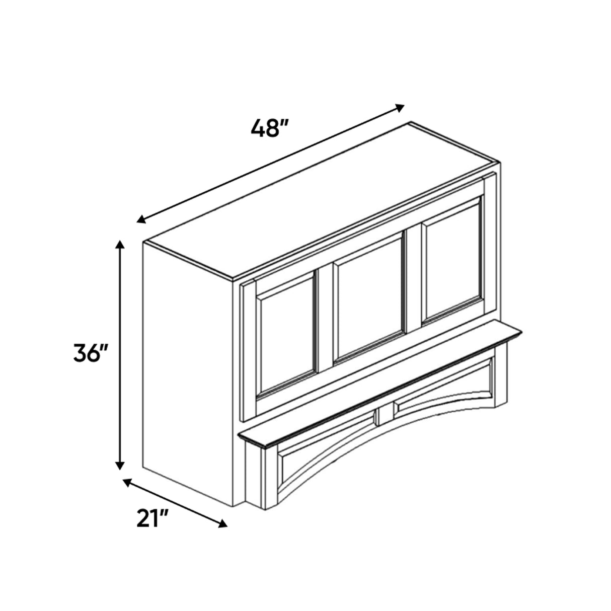 Liberty Shaker Rift - 48 Inch Arched Hoods Accessories - 48" Width x 36" Height x 21" Depth