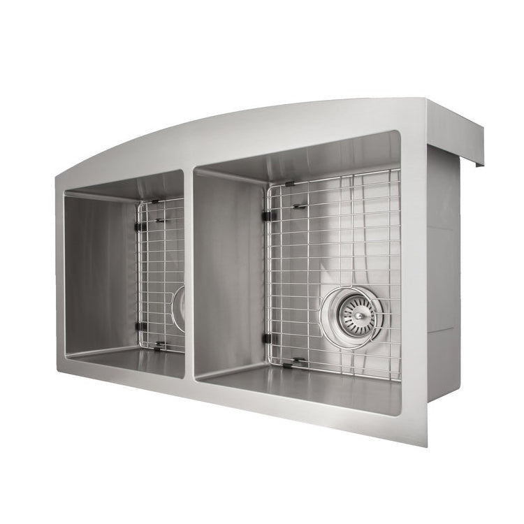 ZLINE 36 in. Niseko Farmhouse Apron Mount Double Bowl Stainless Steel Kitchen Sink with Bottom Grid (SA50D-36)