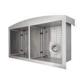 ZLINE 36 in. Niseko Farmhouse Apron Mount Double Bowl Stainless Steel Kitchen Sink with Bottom Grid (SA50D-36)