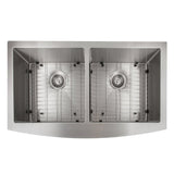 ZLINE 36 in. Niseko Farmhouse Apron Mount Double Bowl Stainless Steel Kitchen Sink with Bottom Grid (SA50D-36)