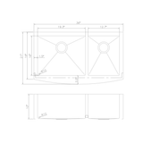 ZLINE 36 in. Courchevel Farmhouse Apron Mount Double Bowl Stainless Steel Kitchen Sink with Bottom Grid (SA60D-36)