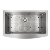 ZLINE 33 in. Vail Farmhouse Apron Mount Single Bowl Stainless Steel Kitchen Sink with Bottom Grid (SAS-33)