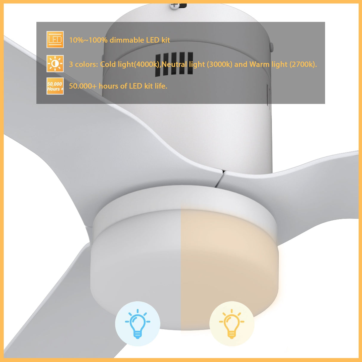 SPEZIA 48 inch 3-Blade Flush Mount Smart Ceiling Fan with LED Light & Remote