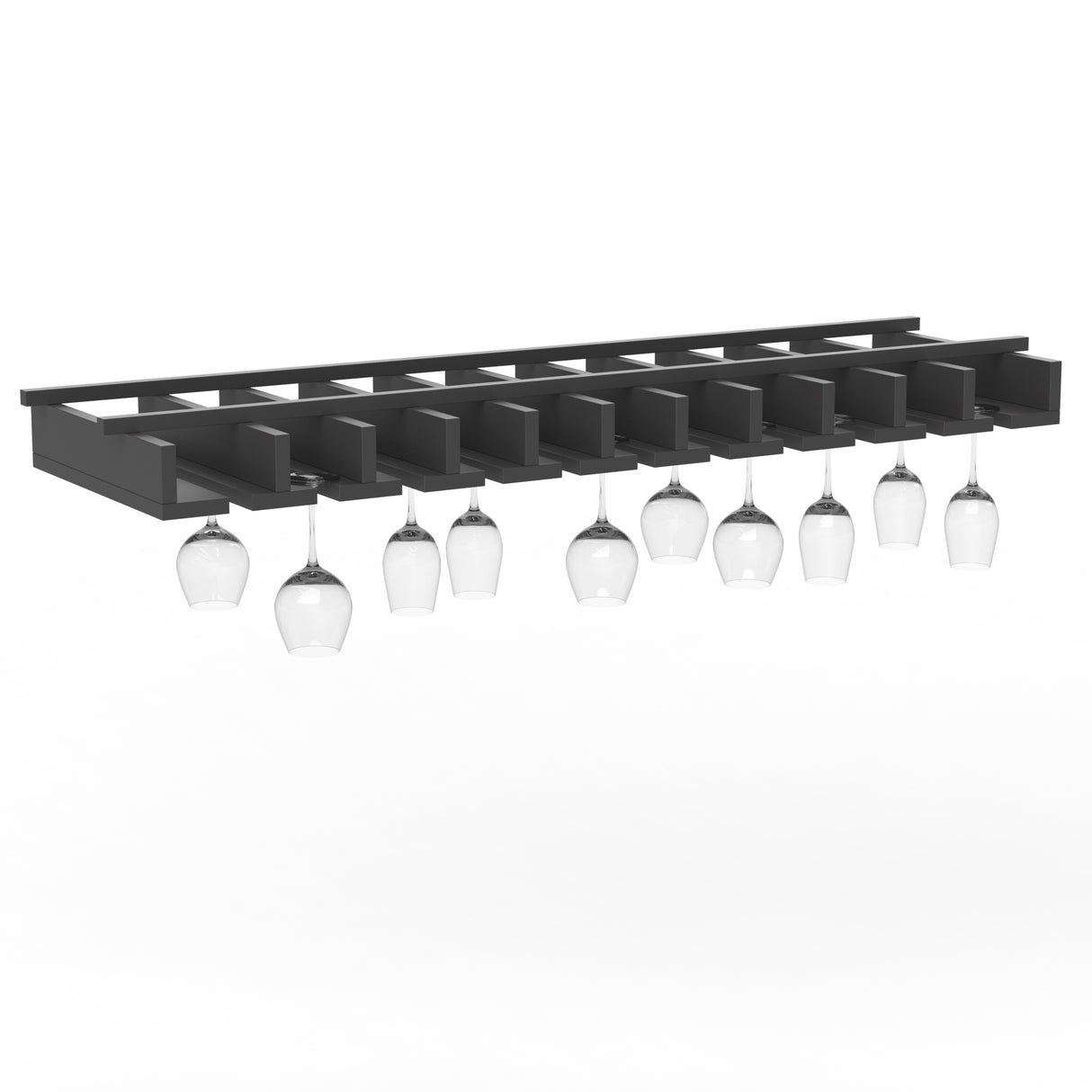 Liberty Shaker Grey - 34.5 Inch Stem Glass Holder Wall Cabinet - 34.5" Width x 2.75" Height x 10.5" Depth
