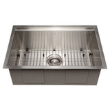 ZLINE 27 in. Garmisch Undermount Single Bowl Stainless Steel Kitchen Sink with Bottom Grid and Accessories (SLS-27)