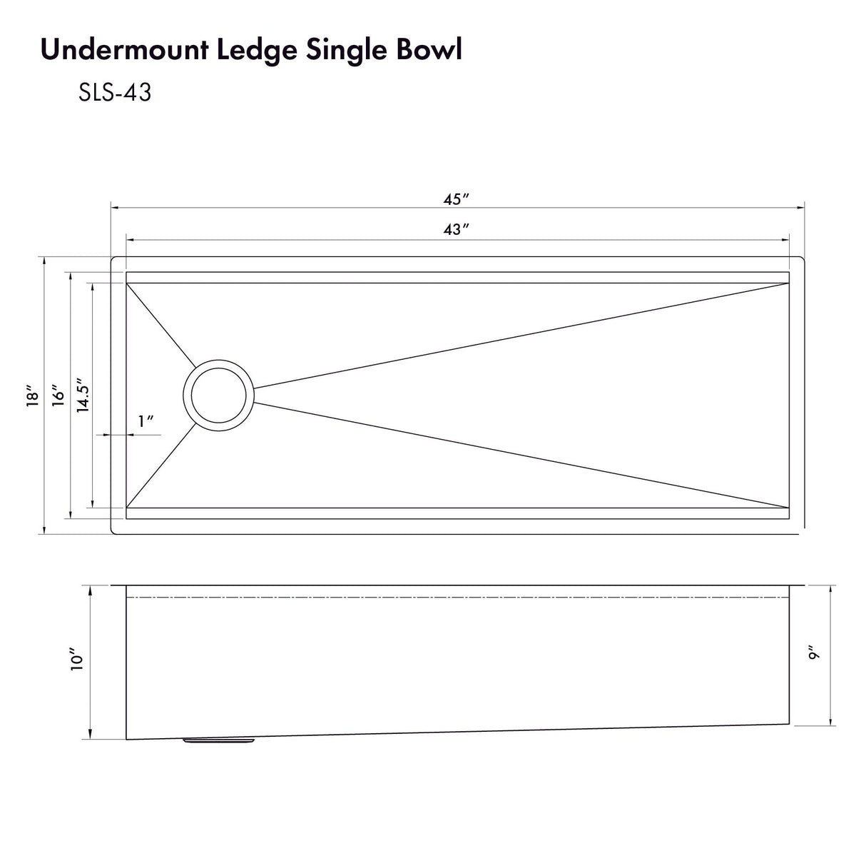 ZLINE 33 in. Garmisch Undermount Single Bowl Stainless Steel Kitchen Sink with Bottom Grid and Accessories (SLS-43)
