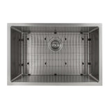 ZLINE 30 in. Meribel Undermount Single Bowl Stainless Steel Kitchen Sink with Bottom Grid (SRS-30)