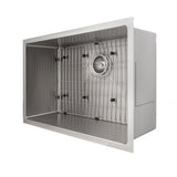 ZLINE 30 in. Meribel Undermount Single Bowl Stainless Steel Kitchen Sink with Bottom Grid (SRS-30)
