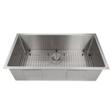 ZLINE 36 in. Meribel Undermount Single Bowl Stainless Steel Kitchen Sink with Bottom Grid (SRS-36)