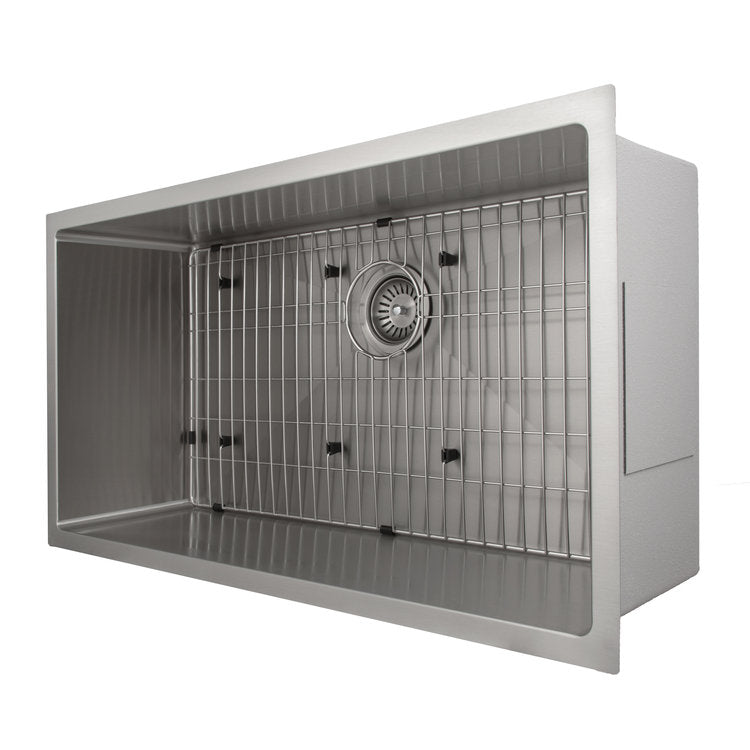 ZLINE 36 in. Meribel Undermount Single Bowl Stainless Steel Kitchen Sink with Bottom Grid (SRS-36)