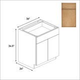 Slim Shaker Karamel - 33 Inch Full Height Double Door Base Cabinet - 33" Width x 34.5" Height x 24" Depth