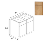 Slim Shaker Karamel - 39 Inch Double Door Base Cabinet - 39" Width x 34.5" Height x 24" Depth