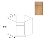 Slim Shaker Karamel - 36 Inch Diagnonal Corner Sink Base Cabinet - 36" Width x 34.5" Height x 24" Depth