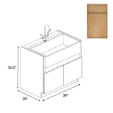 Slim Shaker Karamel - 39 Inch Farm Sink Base Cabinet - 39" Width x 34.5" Height x 24" Depth