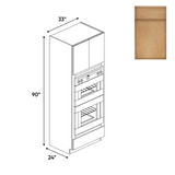 Slim Shaker Karamel - 33 Inch Double Oven Tall Cabinet - 33" Width x 90" Height x 24" Depth