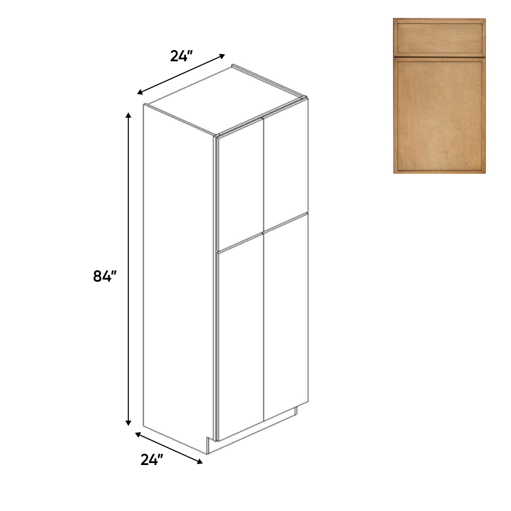 Slim Shaker Karamel - 24 Inch Double Door Pantry Tall Cabinet - 24" Width x 84" Height x 24" Depth