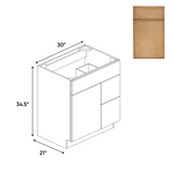 Slim Shaker Karamel - 30 Inch Vanity Sink Drawer Base Cabinet - 30" Width x 34.5" Height x 21" Depth