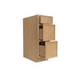 Slim Shaker Karamel - 12 Inch Three Drawer Base Cabinet - 12" Width x 34.5" Height x 24" Depth