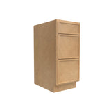 Slim Shaker Karamel - 15 Inch Three Drawer Base Cabinet - 15" Width x 34.5" Height x 24" Depth