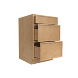 Slim Shaker Karamel - 21 Inch Three Drawer Base Cabinet - 21" Width x 34.5" Height x 24" Depth