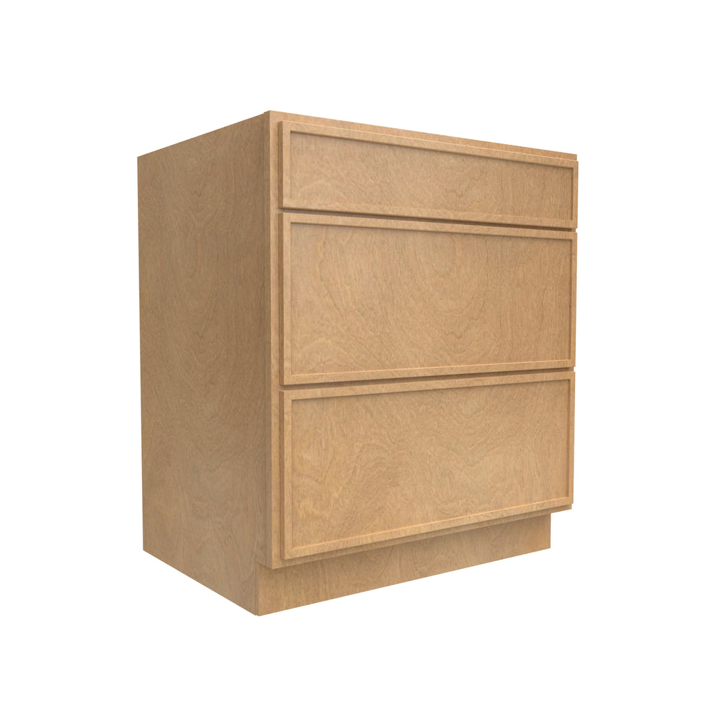 Slim Shaker Karamel - 30 Inch Three Drawer Base Cabinet - 30
