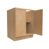 Slim Shaker Karamel - 27 Inch Full Height Double Door Base Cabinet - 27" Width x 34.5" Height x 24" Depth